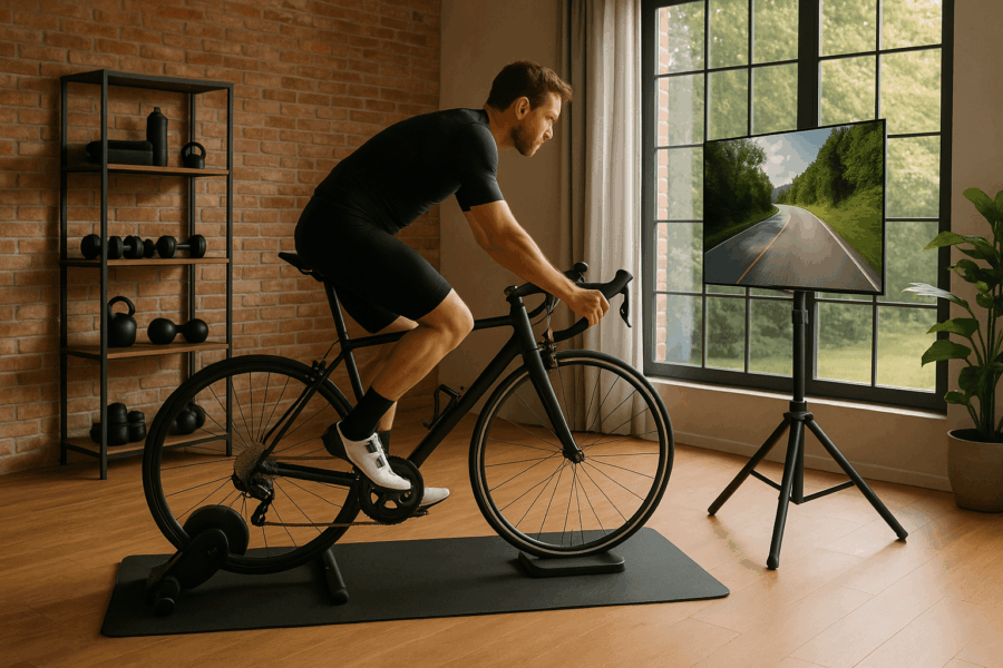 indoor cycling setup